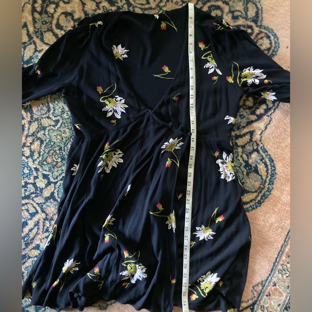 Free People Time On My Side Black Floral Wrap Dress - Picture 10 of 11